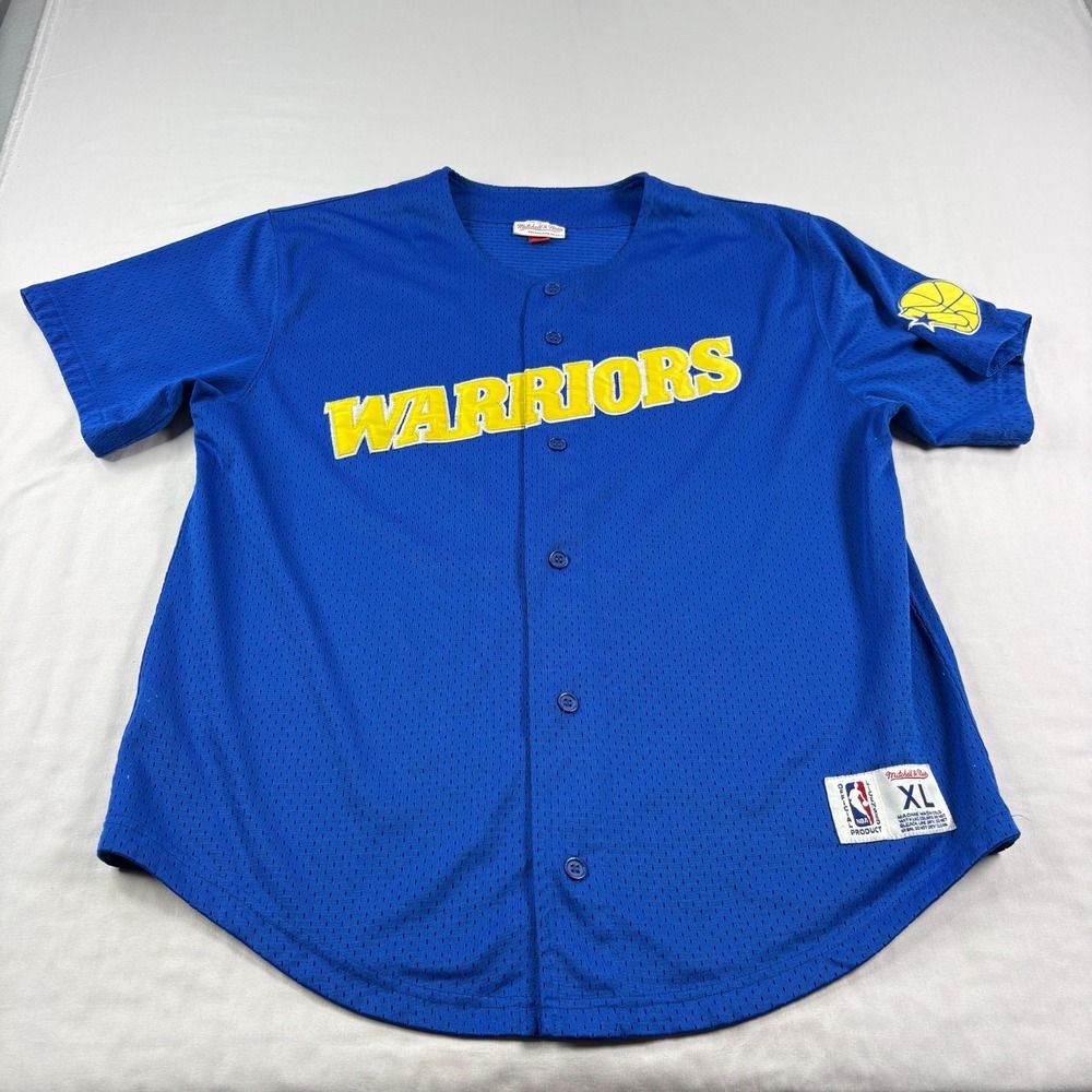 Golden State Warriors Jersey Mens XL Blue Mitchell & Ness Emboridered NBA